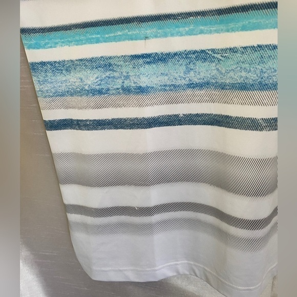 Puma Polo  Golf Shirt Dry Cell White with Blue Stripes Mens Lg - Picture 7 of 13